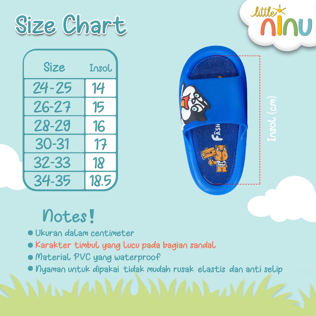 LITTLE NINU Sandal Jelly Anak Slip On Slipper Karakter Puppy