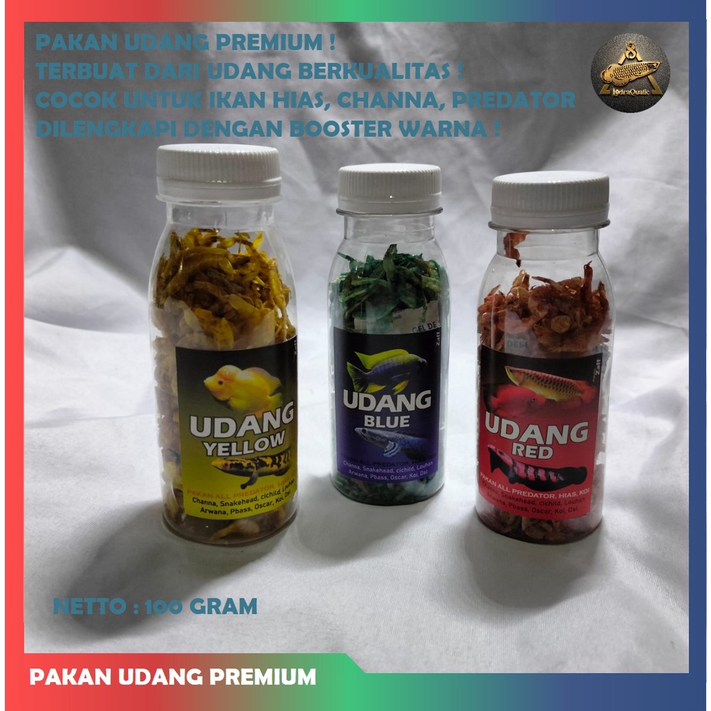 SPESIAL ! UDANG KERING CAROPHYLL PAKAN PREMIUM CHANNA BOOSTER WARNA IKAN CHANNA UDANG KERING CHANNA PAKAN IKAN CHANNA PELET CHANNA PAKAN IKAN PREDATOR UDANG KERING MERAH KUNING BIRU BOOSTER WARNA IKAN CHANNA PAKAN IKAN PREDATOR