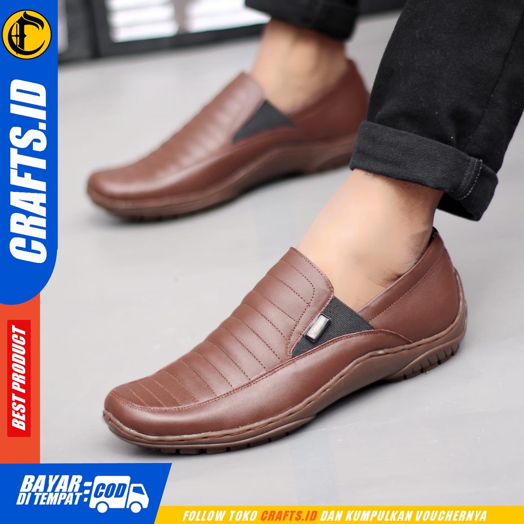 CRAFTS X CORZA Sepatu Formal Sepatu Pria Casual Pantofel Kulit Asli Kasual Kerja Kantor Kondangan Cowok Pria