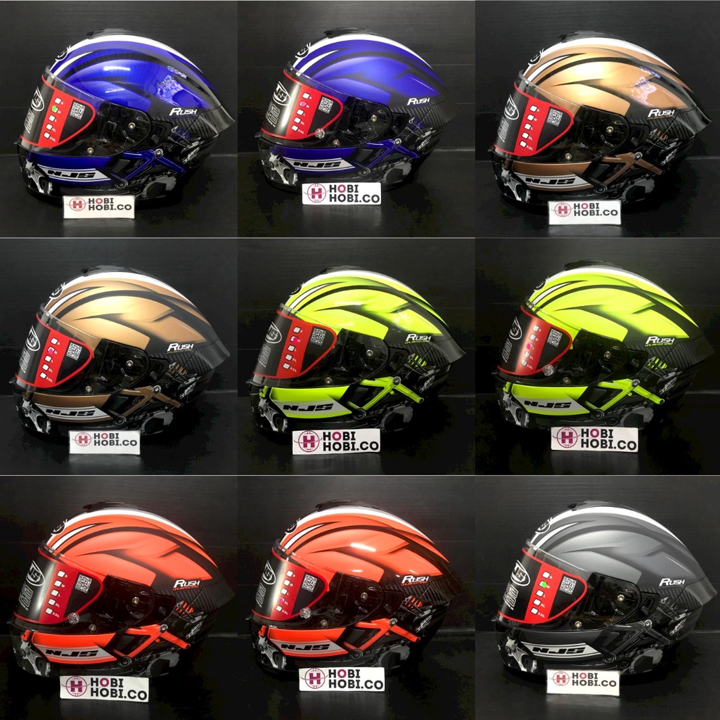 HELM NJS ZX1 RUSH BLACK YELLOW FLO DOUBLE VISOR FULLFACE NJS ZX-1 ZX 1 ZX ONE ORIGINAL