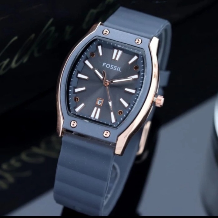 COD Jam Tangan Wanita Fashion FS Oval New Tanggal aktif Strap Rubber Karet Import Murah G59