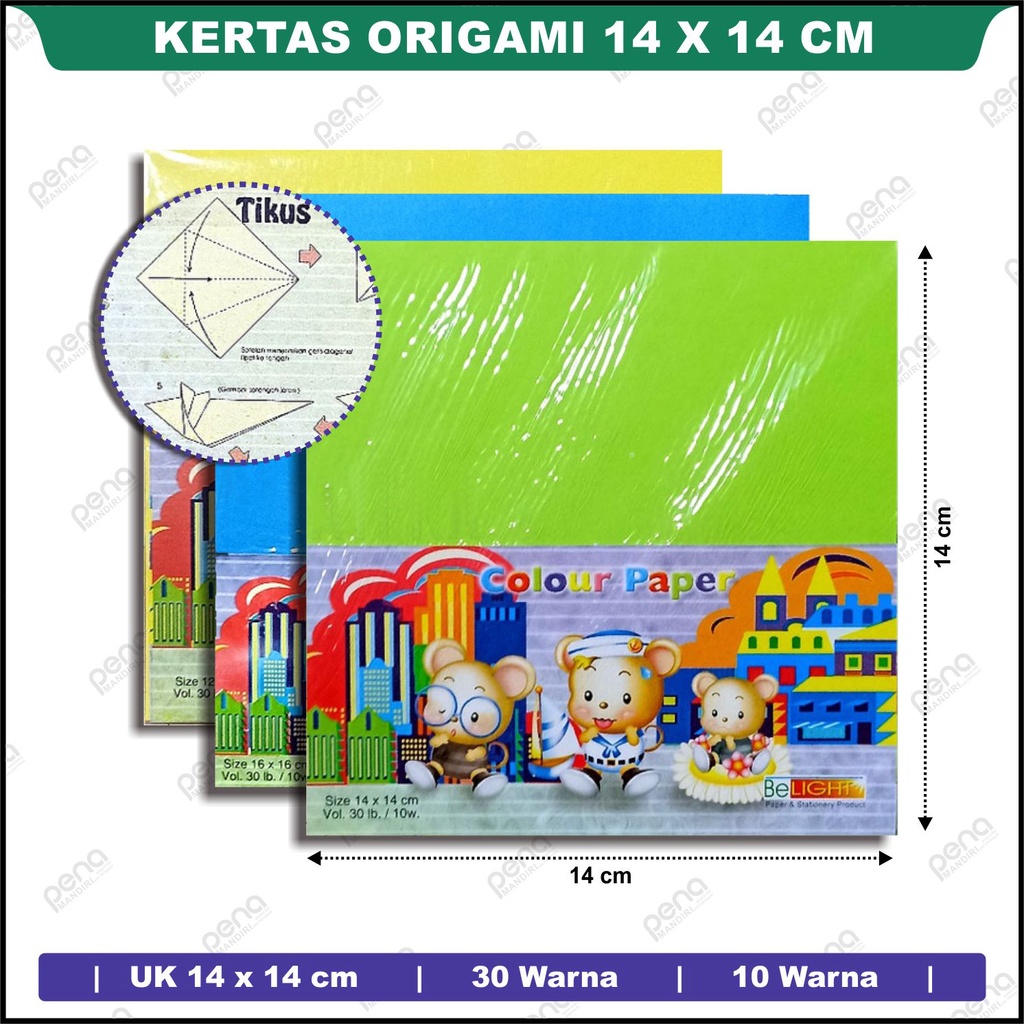 Kertas Origami, Kertas Lipat 14 X 14 Merk Tikus