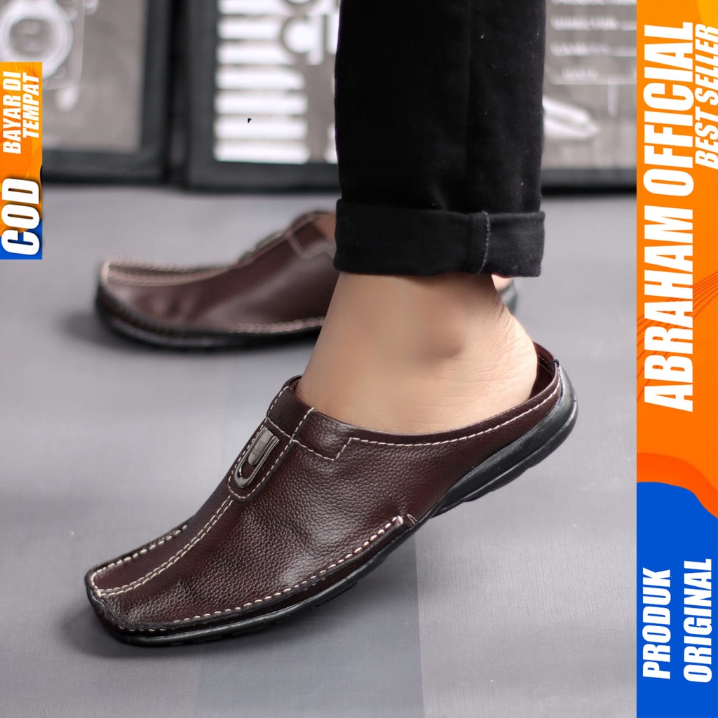 Sepatu Sandal Bustong Pria Casual Kulit Asli Abraham Ergi