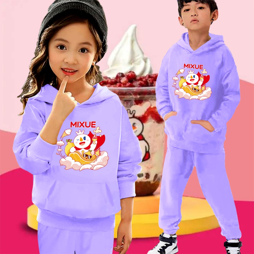 FenishaStore MIXUE ICE CREAM Sweater Hoodie Atasan Dan Setelan Anak Usia 4-13+Tahun Bisa Bayar Ditempat COD