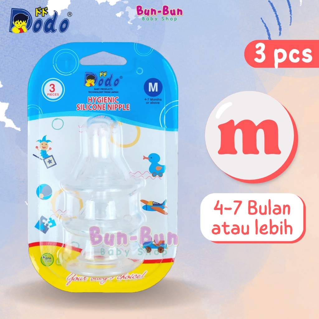 DODO Nipple Silicone 3pcs Dot Bulat Silikon S M BPA FREE Perlengkapan Bayi Baru Lahir Peralatan Botol Susu MPASI Makan Baby Newborn Bunbunbabyshop