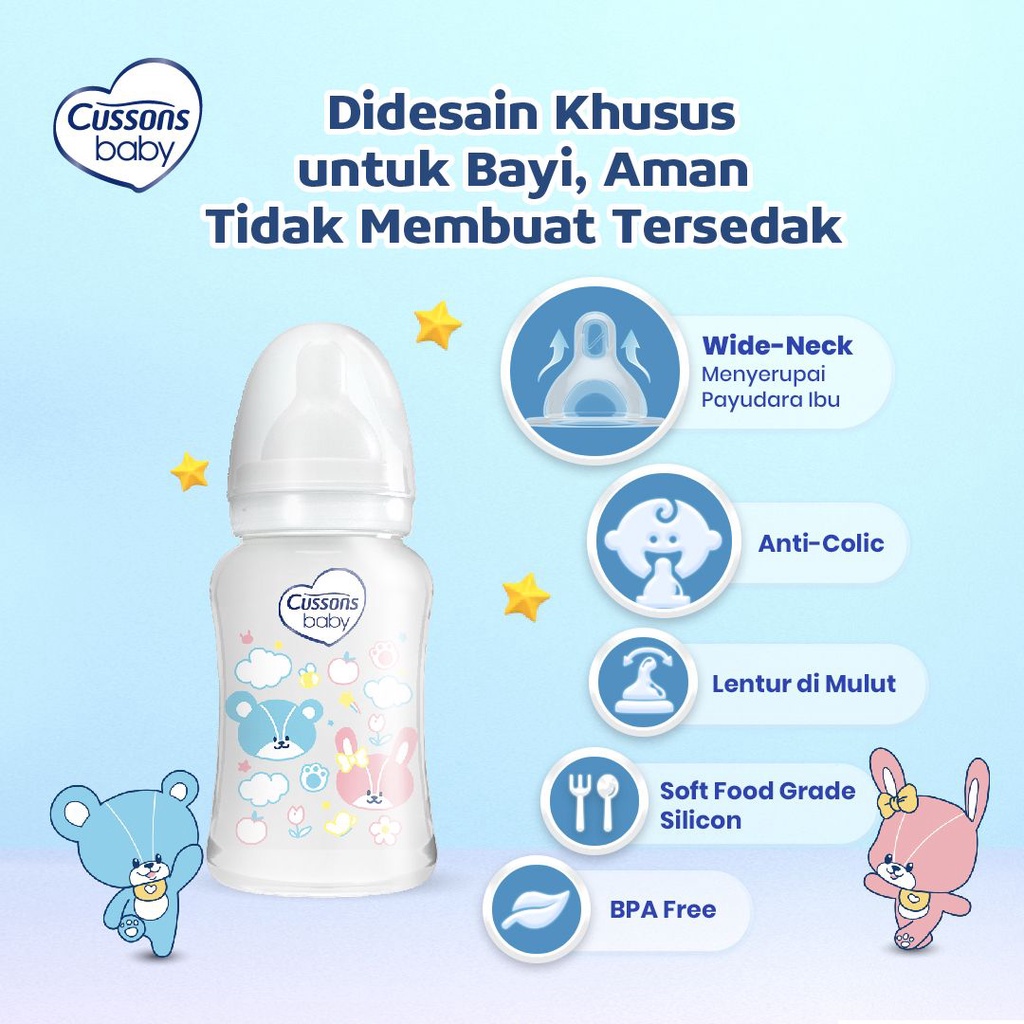 [BPOM] Cussons Milk Bottle PP WIDE NECK 250ml / Cusson Botol Susu Bayi / MYMOM