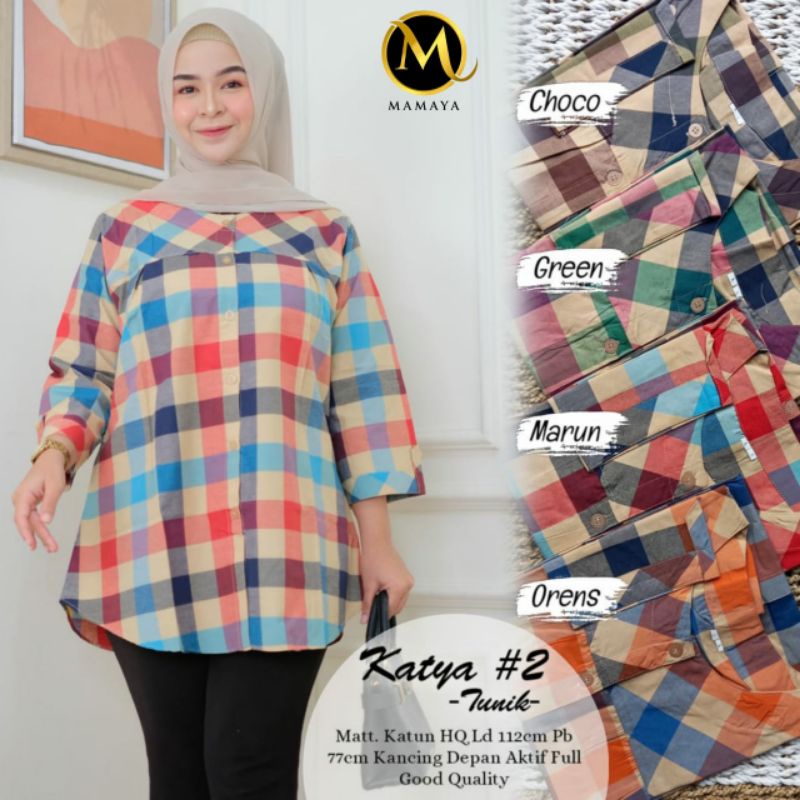 Blus jumbo Ld 120 / Tunik jumbo Ld 120 / atasan cewek jumbo terbaru motif kotak, Tunik cewek jumbo, 