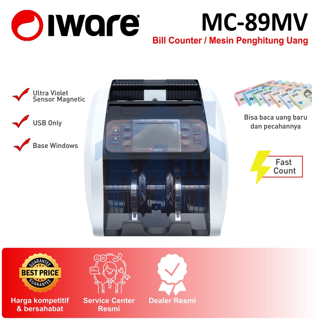 (Bisa Cod) Money Bill Counter IWARE MC-89MV MC 89MV MC89MV Mesin Hitung Uang Ori