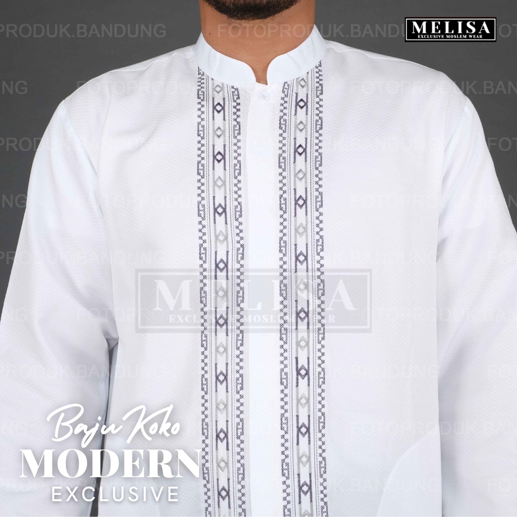 Baju Koko Pria Lengan Panjang Bahan Poli Katun Warna Putih Tulang Size M L XL XXL XXXL XXXXL