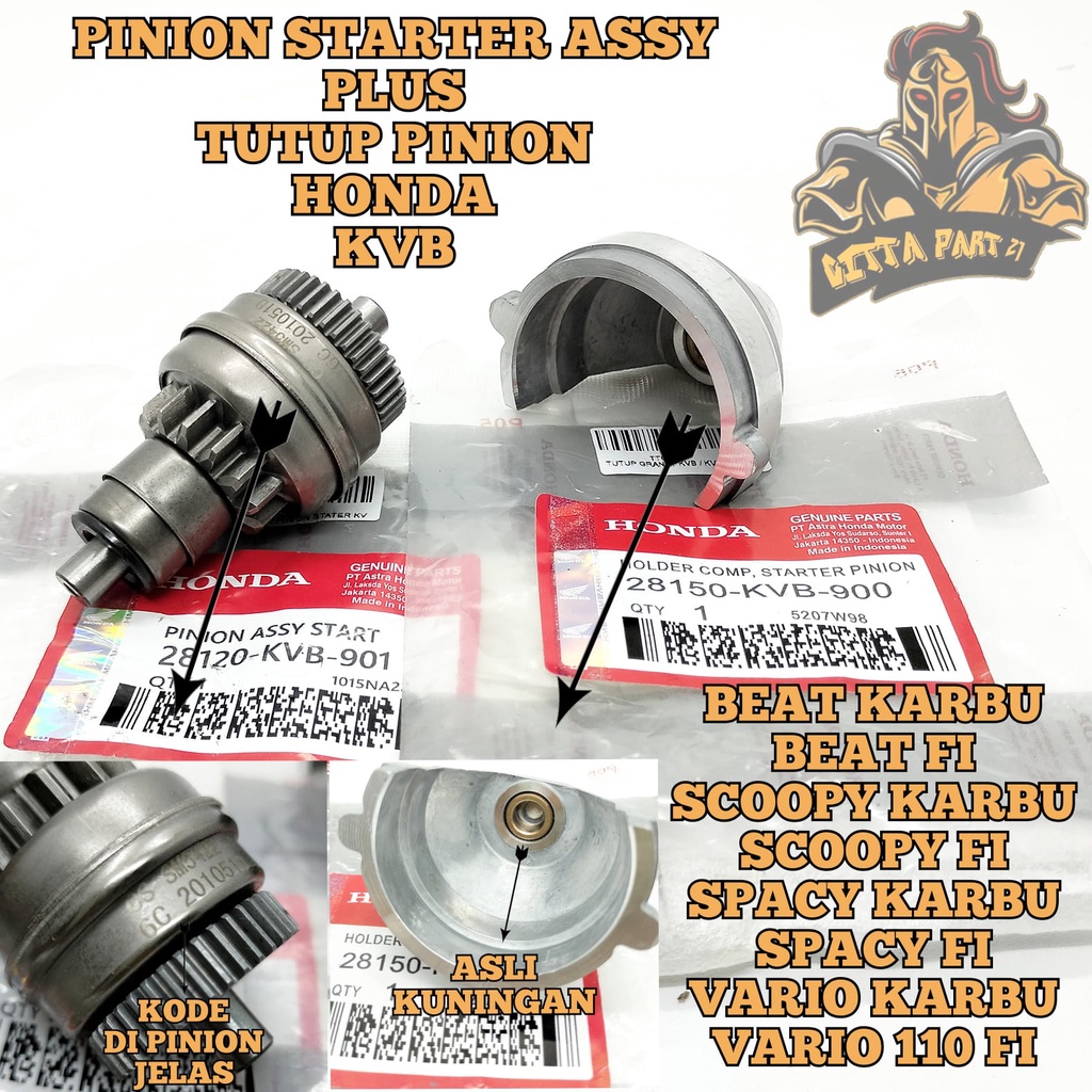 PINION ASSY STARTER PLUS TUTUP PINION HONDA KVB GRANAT GIGI KUALITAS ASLI ORIGINAL HONDA AHM PRESISI BERFUNGSI DENGAN BAIK AWET PINION STATER BEAT PINION STATER SCOOPY PINION STATER SPACY PINION STATER VARIO GRANAT GEAR PINION ASSY STARTER GEAR