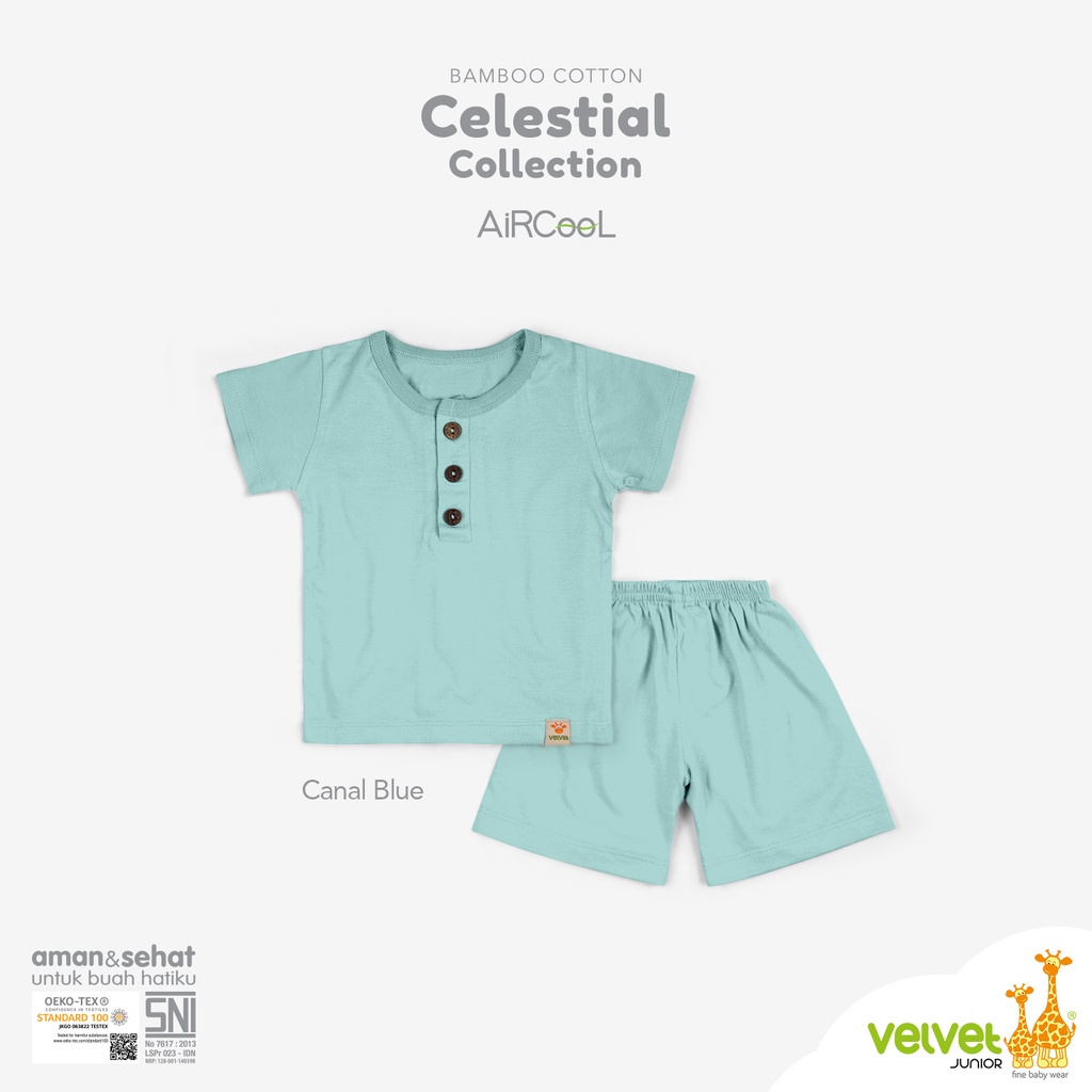 Baju Bayi Piyama Anak Laki Laki Perempuan Setelan Pendek Kancing Dada 9 Bulan 1-6 Tahun Velvet Junior Aircool Celestial Series