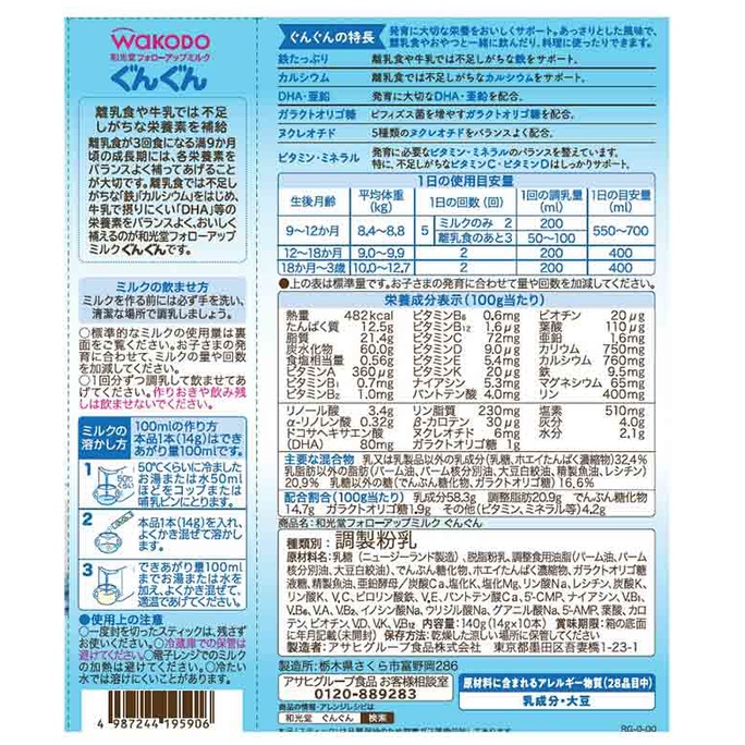 Susu Formula Jepang Wakodo Gungun Sachet (12 bln+)