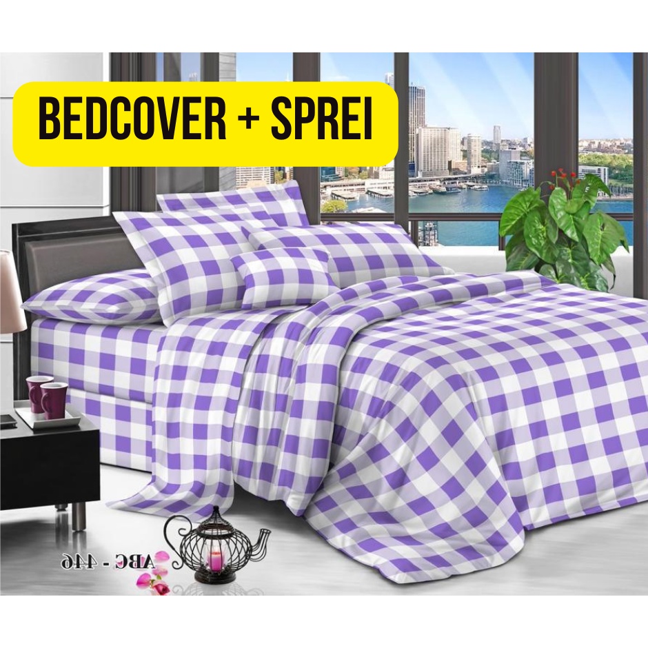 Bedcover + Sprei Set (bantal 2+guling 2) ukuran 180x200