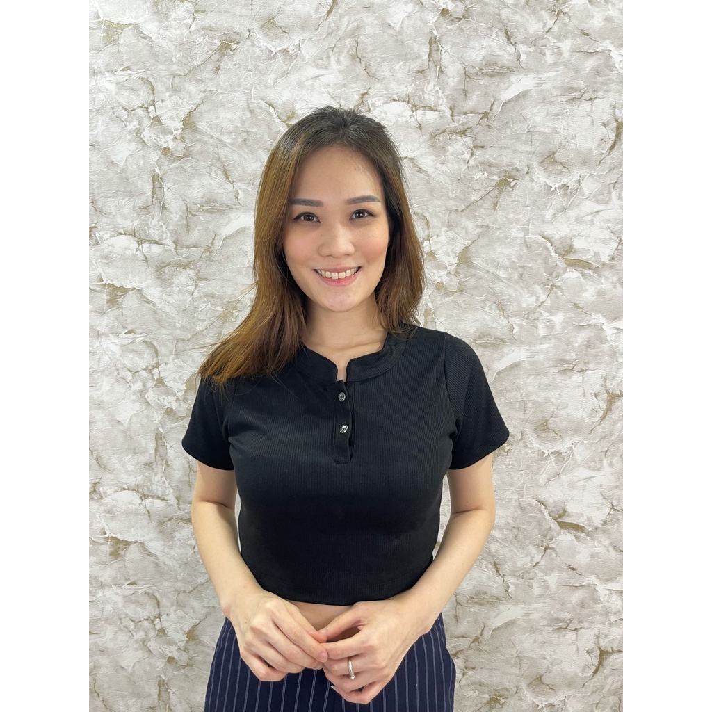 MODAVIE - KARIN CROPTOP Kaos Baju Atasan Rib Wanita Crop