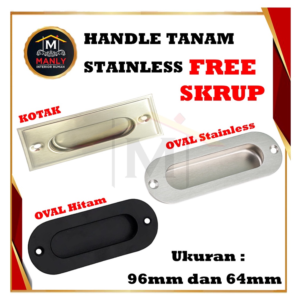 handel tanam , handle pintu , laci &amp; pintu lemari,pintu geser OVAL dan KOTAK Stainless Steel