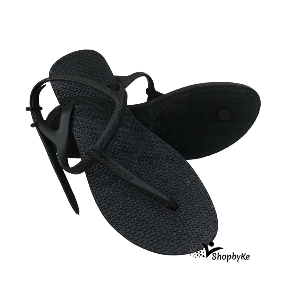 Sandal Japit Strappy Karet Wanita BOLONI Vanessa Hitam Size 37-40