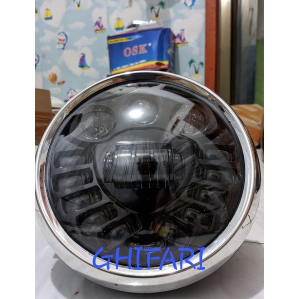 Reflektor Lampu Depan Bulat Rx King Plus Day Super Terang Kedok Lampu Bulat Hitam Rx King Set Day