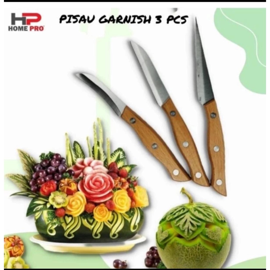 PISAU GARNISH PISAU UKIR BUAH CARVING SET HOMEPRO isi 3 pcs