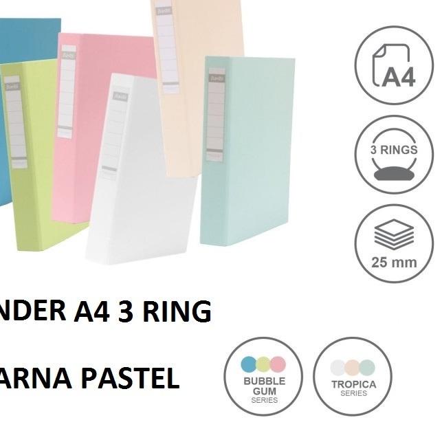 

12.12 Terlaris Bantex Binder A4 3 Ring Warna Pastel !!!