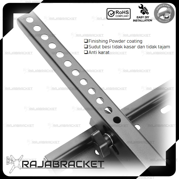 Bracket Braket Breket TV LED 32 40 42 43 49 50 55 60 inch, Waterpass Bisa Miring/Nunduk, Bahan tebal anti karat Premium