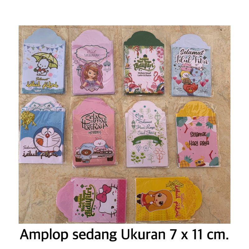 Amplop lebaran idul fitri motif karakter murah uk mini dan medium, motif masjid motif random motif unik