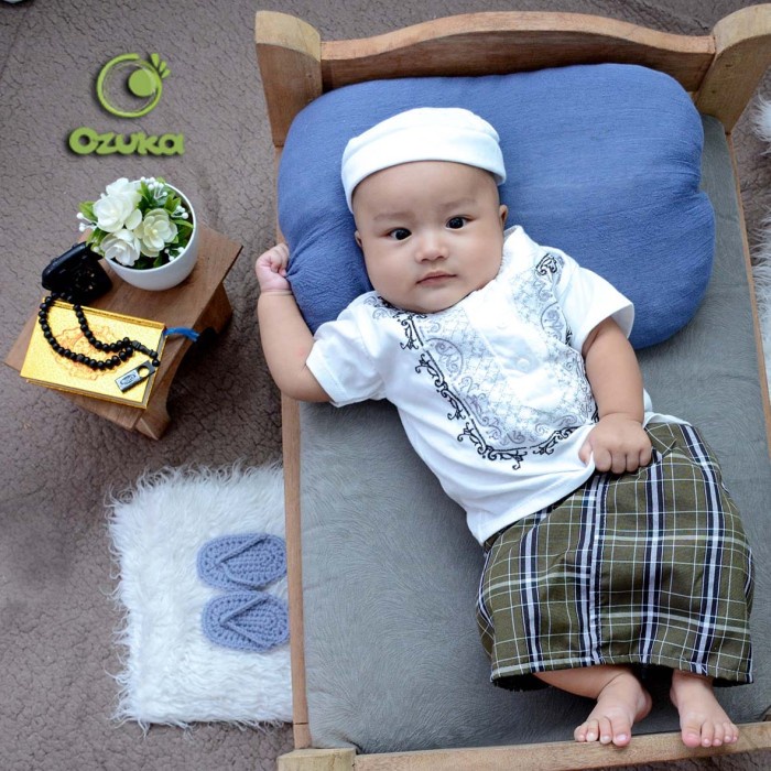 baju anak laki laki  Ozuka Baby Boy Setelan Anak Laki Muslim Sarung Koko Peci KKS-01(Q4W2) Terlaris 