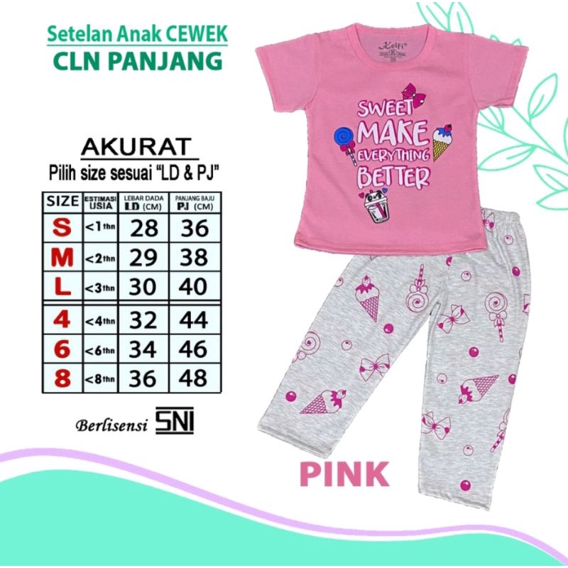 Setelan Baju Anak Cewek CP 1-8 Tahun Set Baju Anak Perempuan Lengan Pendek Celana Panjang KELFI CEWEK CP