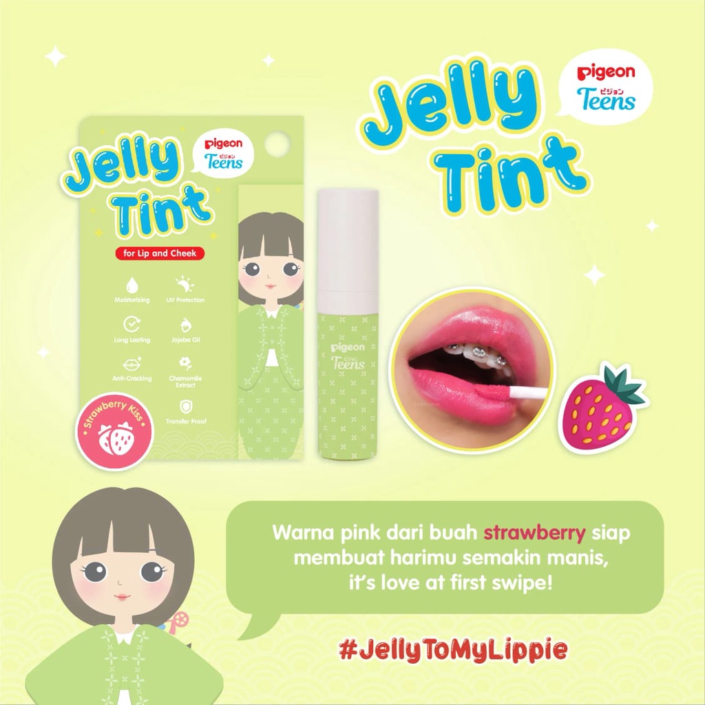 Pigeon Teens Jelly Tint Haru Strawberry Kiss, Peach Kiss, Berry Kiss, Cherry Kiss