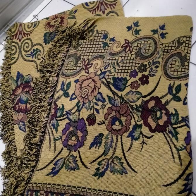 Hambal, tikar kain rajut warna kuning uk 180x280