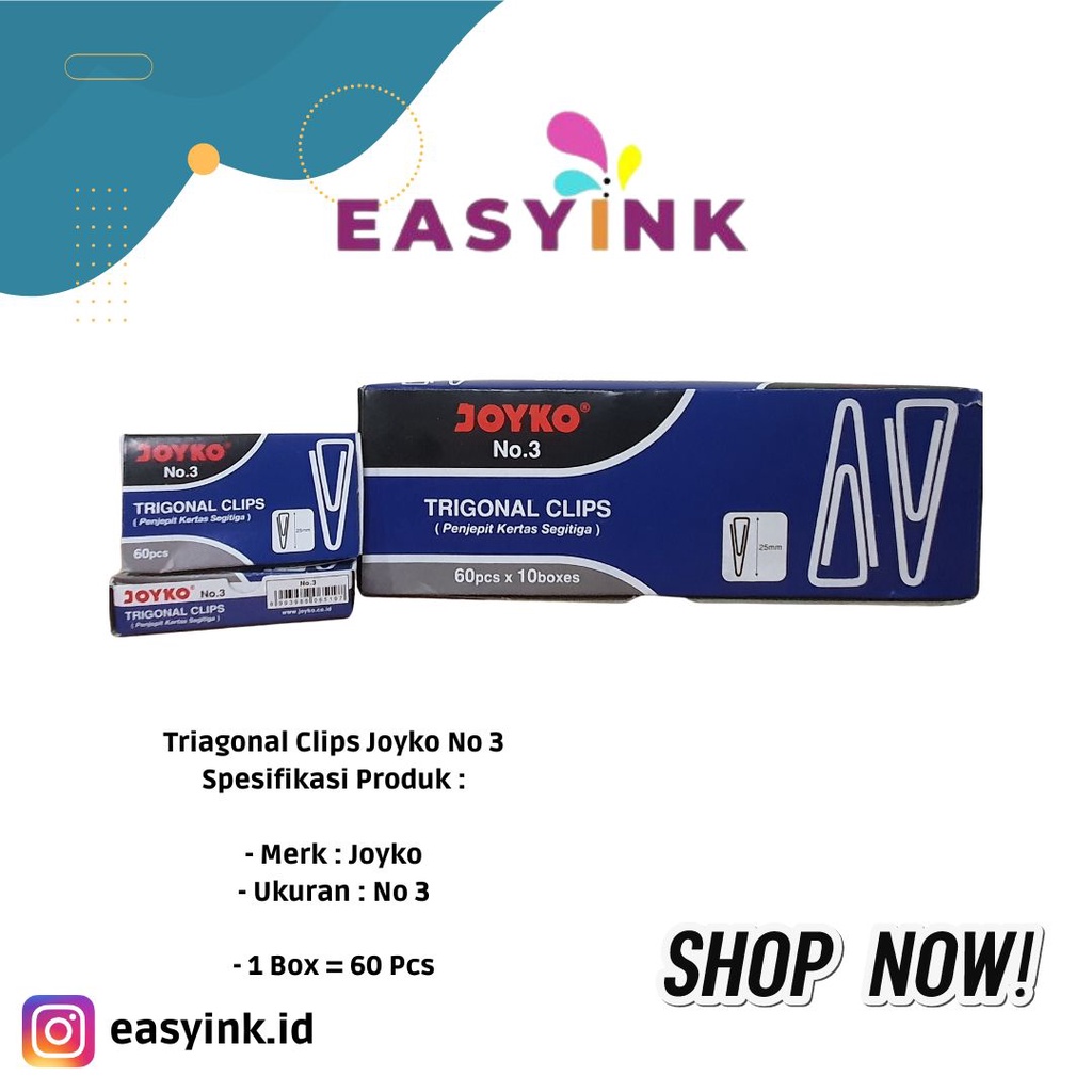 

Paper Klip / Penjepit Kertas / Trigonal Clips Joyko No.3