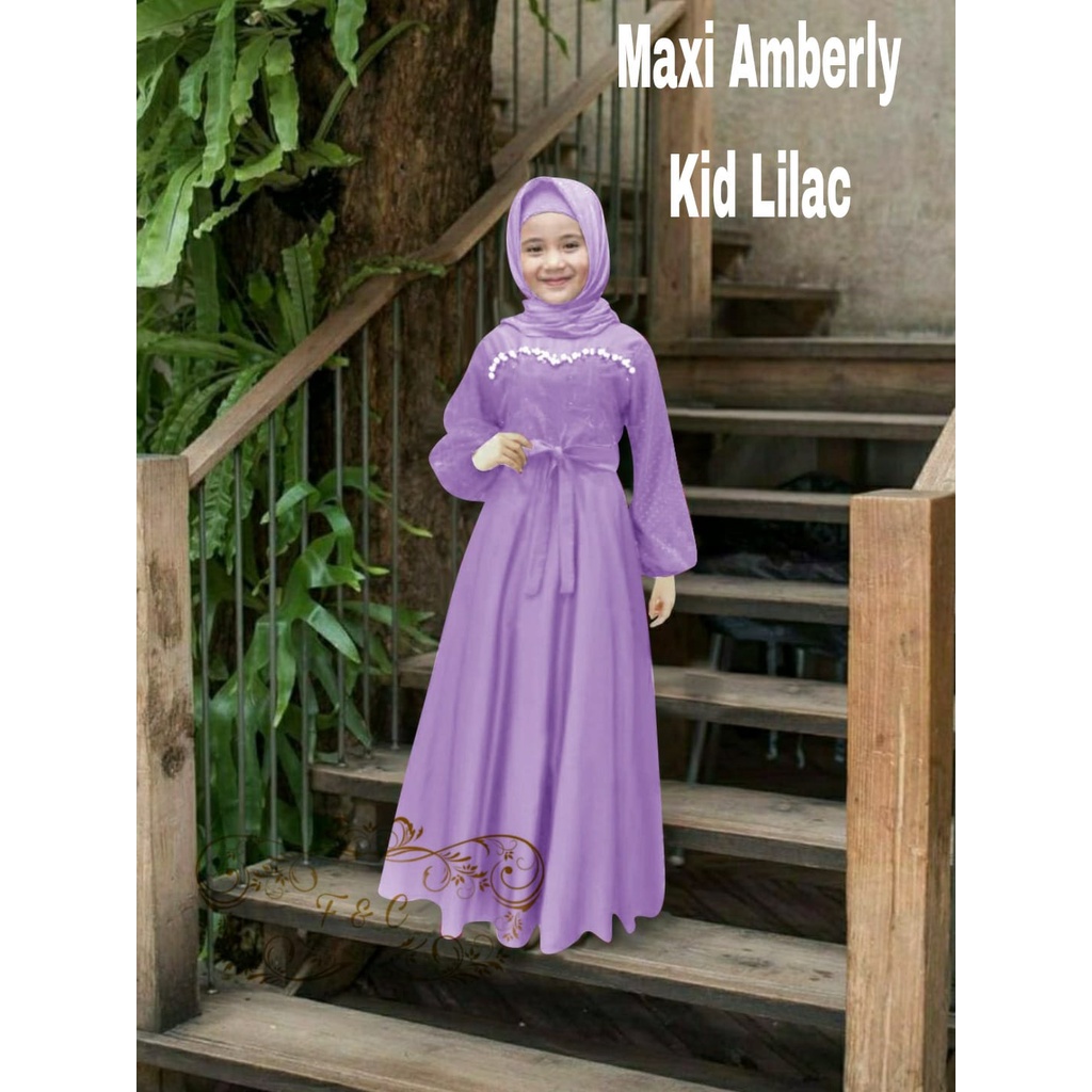 Dress Muslim Anak/ Pakaian Muslim Anak Perempuan AMBERLY/ Fashion Muslim Anak