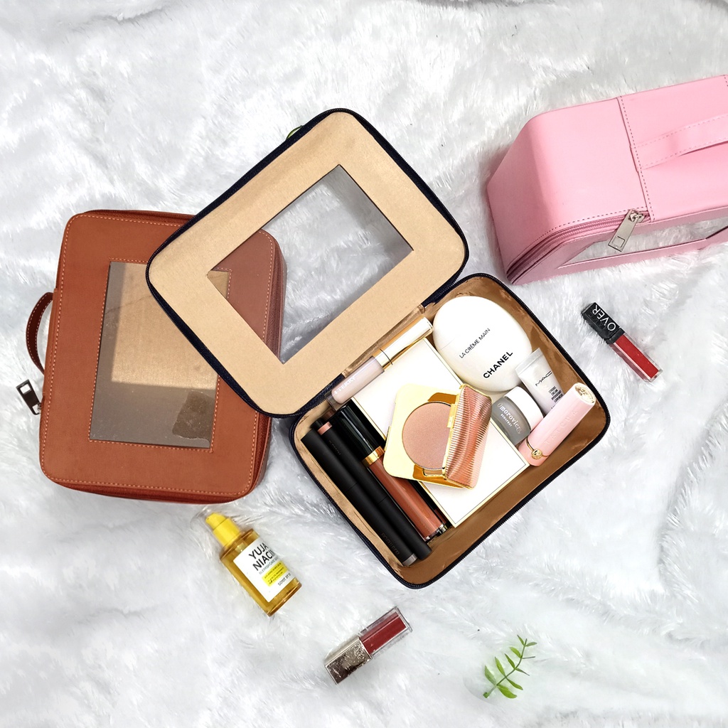 Tas make up transparan make up pouch besar tas kosmetik travel organizer anti air kotak make up tas kosmetik Pouch Travel Organizer
