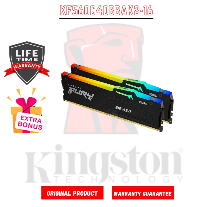 KINGSTON KF560C40BBAK2-16 | Fury Beast RGB 16GB (8GB x2) DDR5 6000MHz