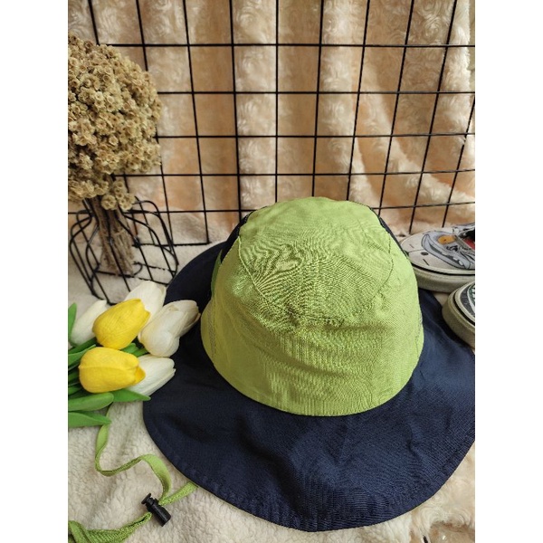 preloved topi rimba bucket hat buket outdor CUNGLIMMOJA hijau navy wanita cowok