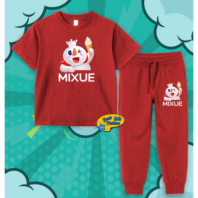 Setelan Anak Mixue Ice Cream Baju Kaos Mixue Ice Cream Set 002