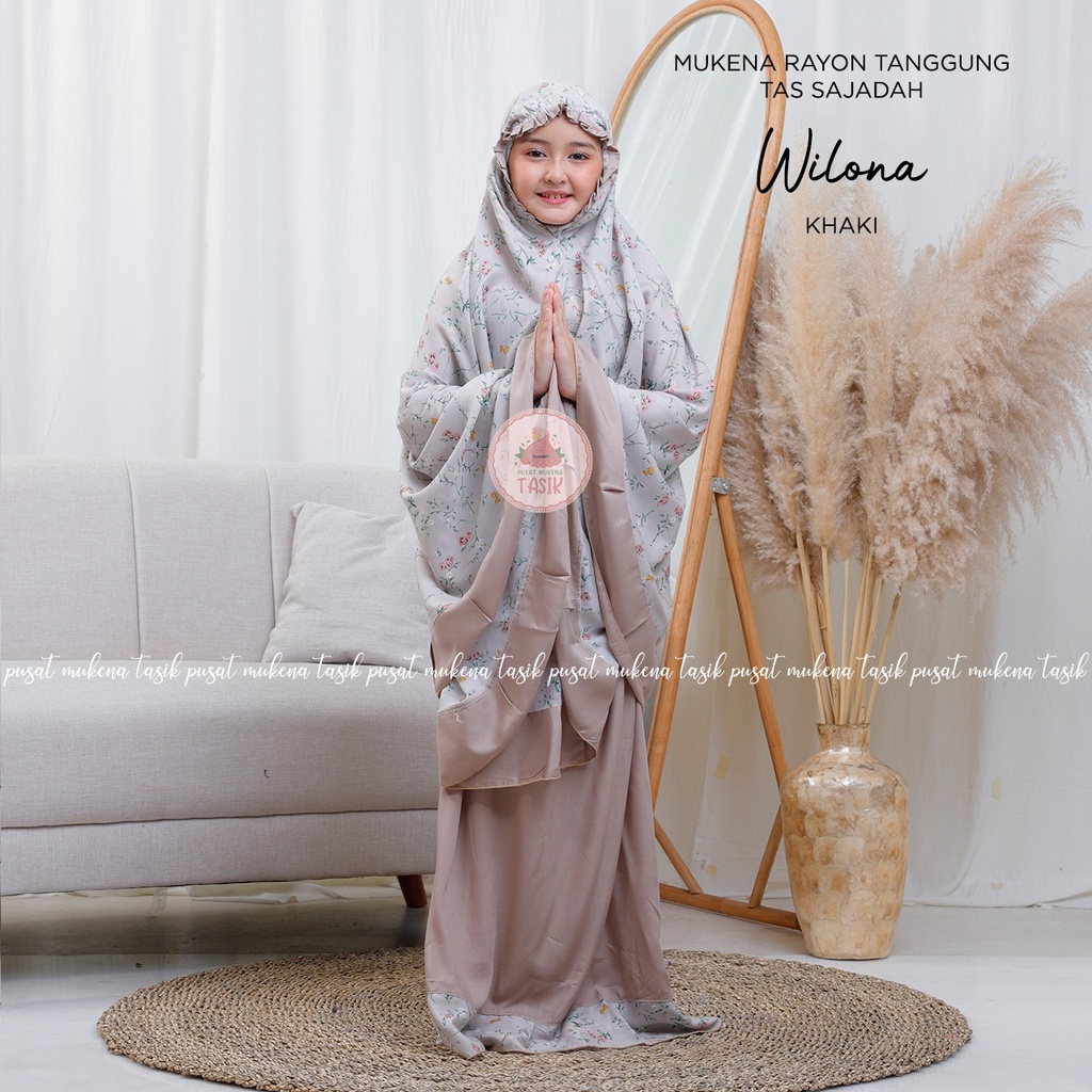 PUSAT MUKENA TASIK - MUKENA ANAK RAYON TANGGUNG MOTIF WILONA (TAS SAJADAH)