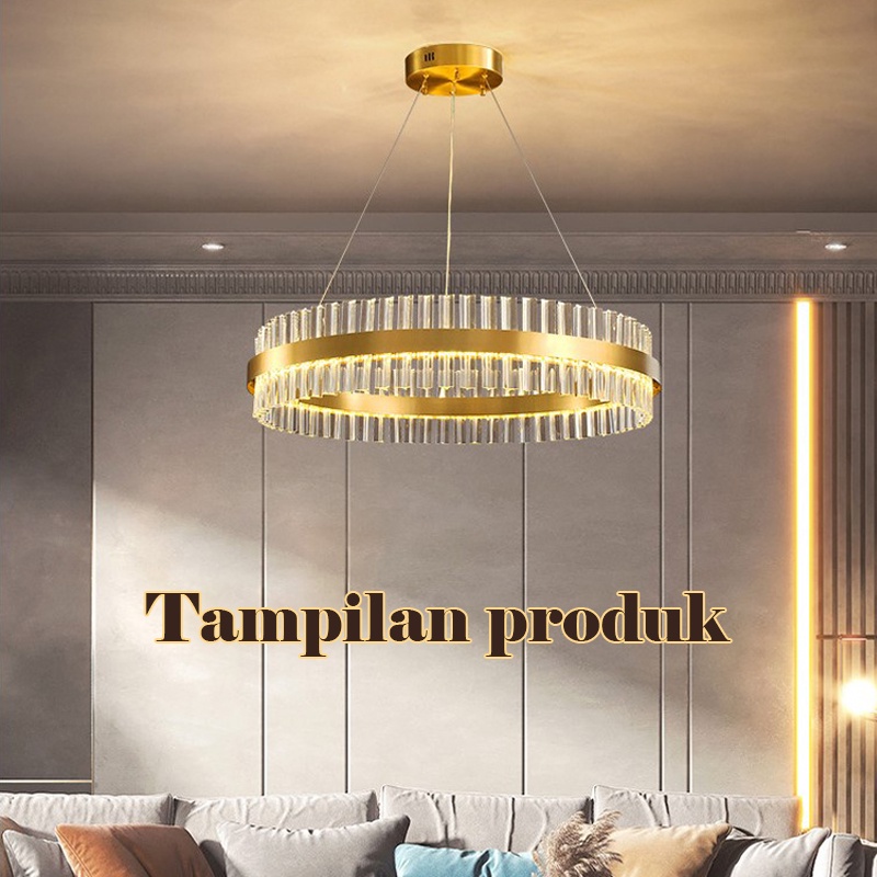 Lampu Gantung Kristal 50cm Chandelier Ruang Tamu 3 warna Mewah Gaya Lampu Gantung Minimalis Hias Nordik Modern