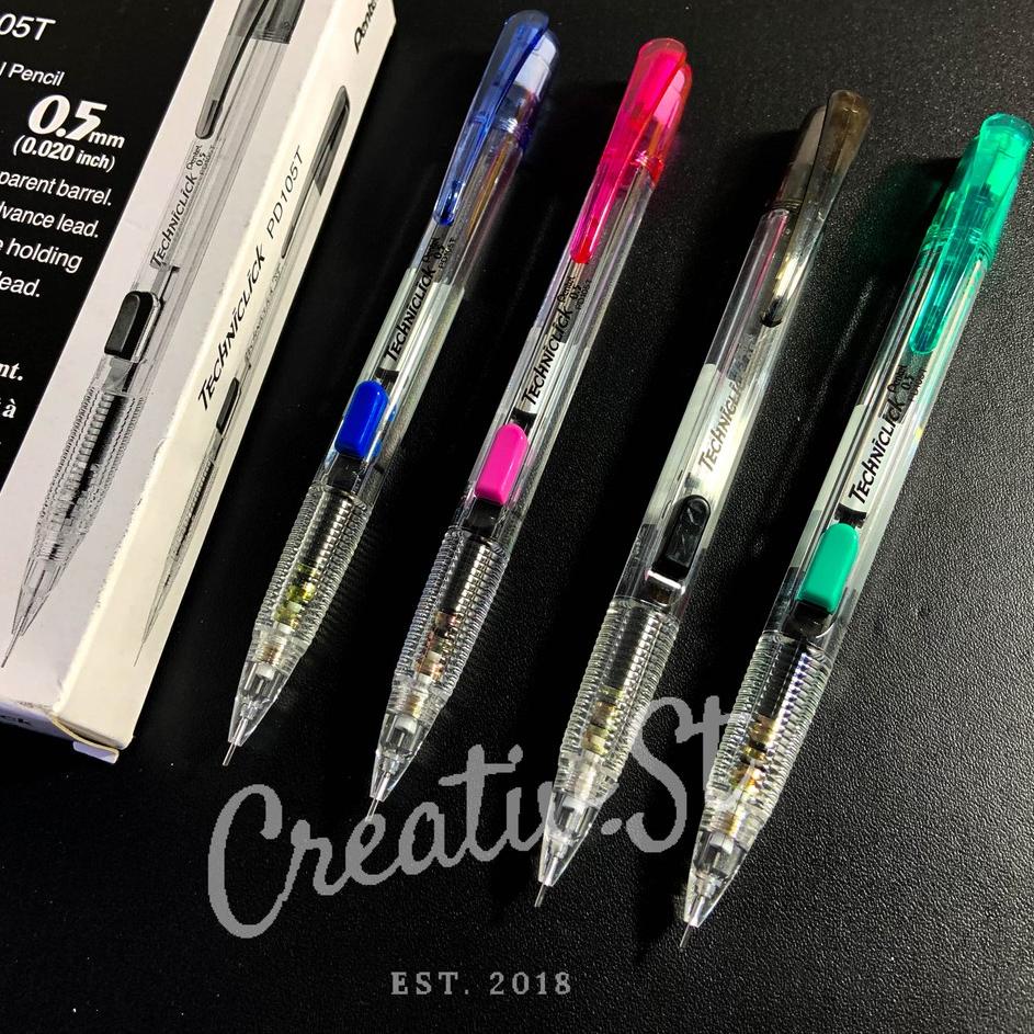 

✨ Pentel Pensil Mekanik Techniclik Transparan Mechanical Pencil PD 105 