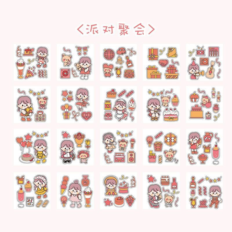 

20Pcs Mimi Sticker Transparan Anti Air untuk Journaling/Dekorasi