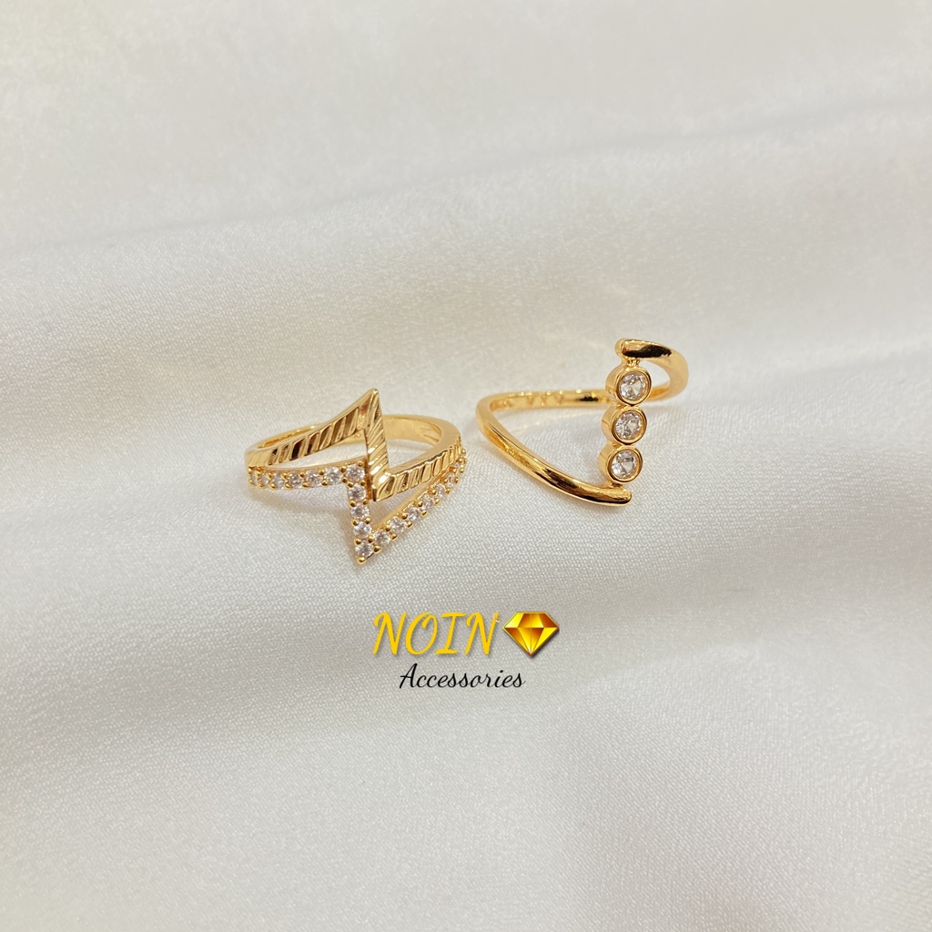 Cincin Lapis Emas 18K Permata C7#