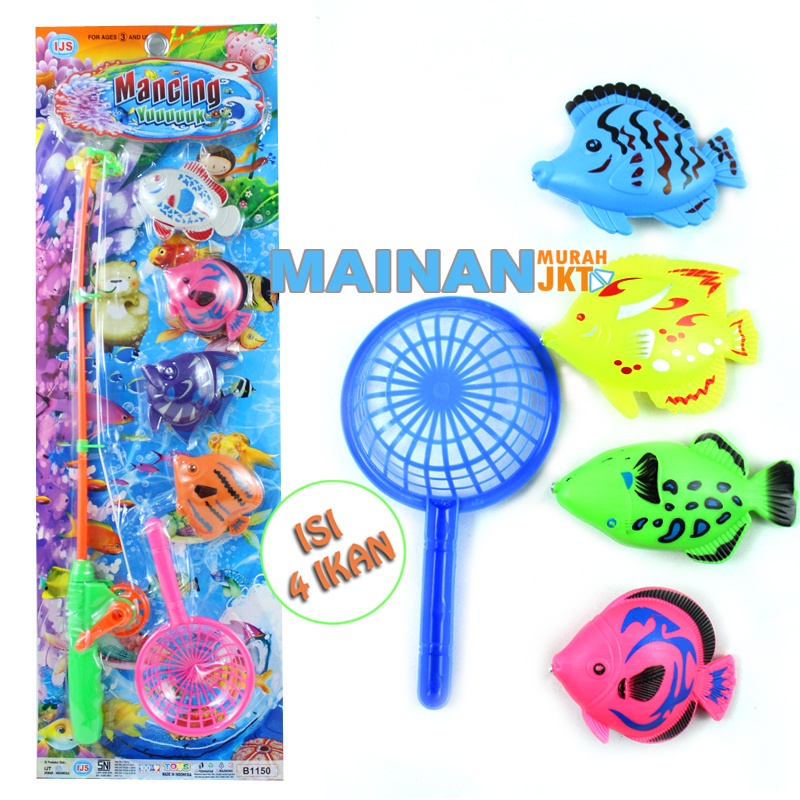 MAINANKEI MAINAN ANAK PANCINGAN MAGNET B1150 MANCING YUK FISHING GAME IKAN ISI 4