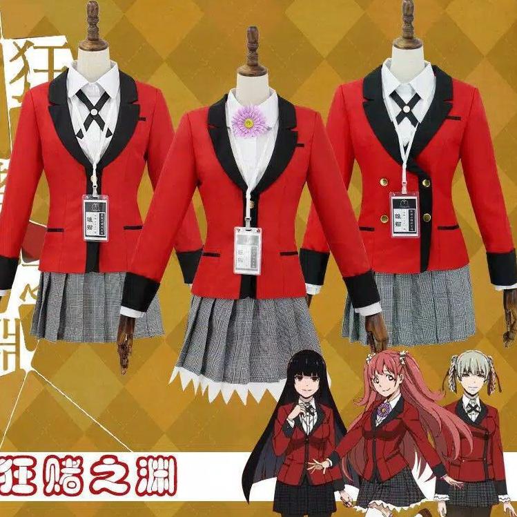 murah Kakegurui Jabami Yumeko/Saotome Mary/Momobami Ririka/Kirari/Suzui Seifuku Cosplay Costume Anim