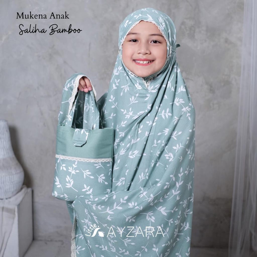 Special Price Mukena Marwah Kids ✔️Marwah Kids Arrafi✔️ Mukena Anak Tanggung Saliha Bamboo Rayon Premium Mukena Anak Rayon Printing Premium Motif Daun Bamboo Usia 5-11Thn
