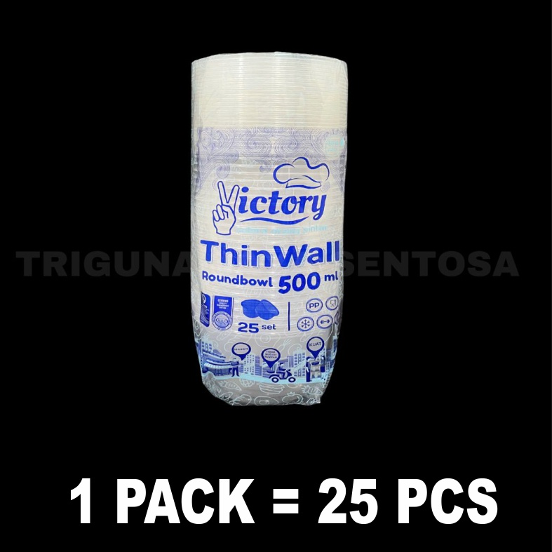 Thinwall Bulat 500ml Per Pack Mangkok Bowl Plastik Cup Salad Buah Murah