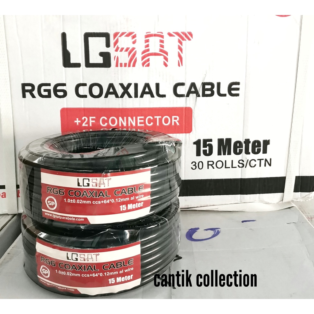 Kabel Lgsat 5C 15 Meter &amp; 20 Meter + Konektor RG6 Antena dan Parabola