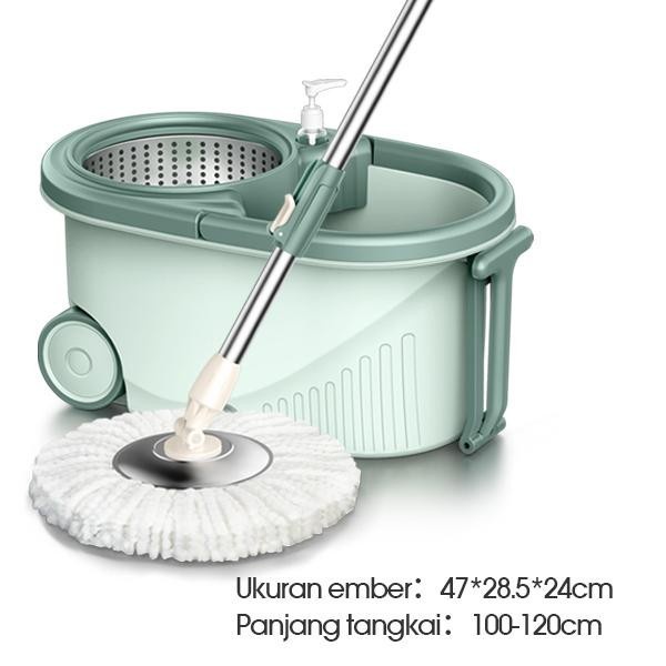 Alat Pel Lantai Kain Fiber dengan Ember Spin Mop Membilas - BCT704