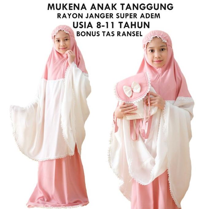 Best Mukena Anak 4 5 6 7 8 9 10 11 Tahun Rayon Premium Adem Polos Keyra