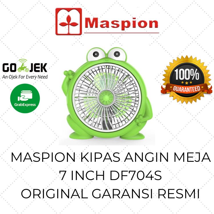 Maspion Kipas Angin Mini Meja 7 Inch DF 704S / Kipas Angin Kecil / Deskfan Hijau Kodok Low Watt Orig