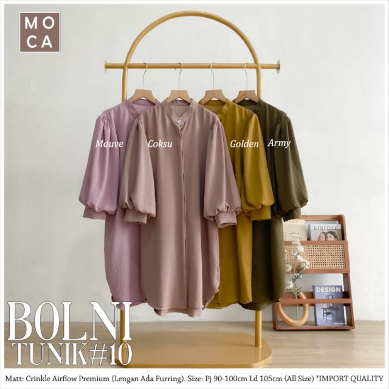 BOLNI TUNIK KODE #10 BY MOCA | TUNIK POLOS LENGAN PANJANG | TUNIK LENGAN BALON