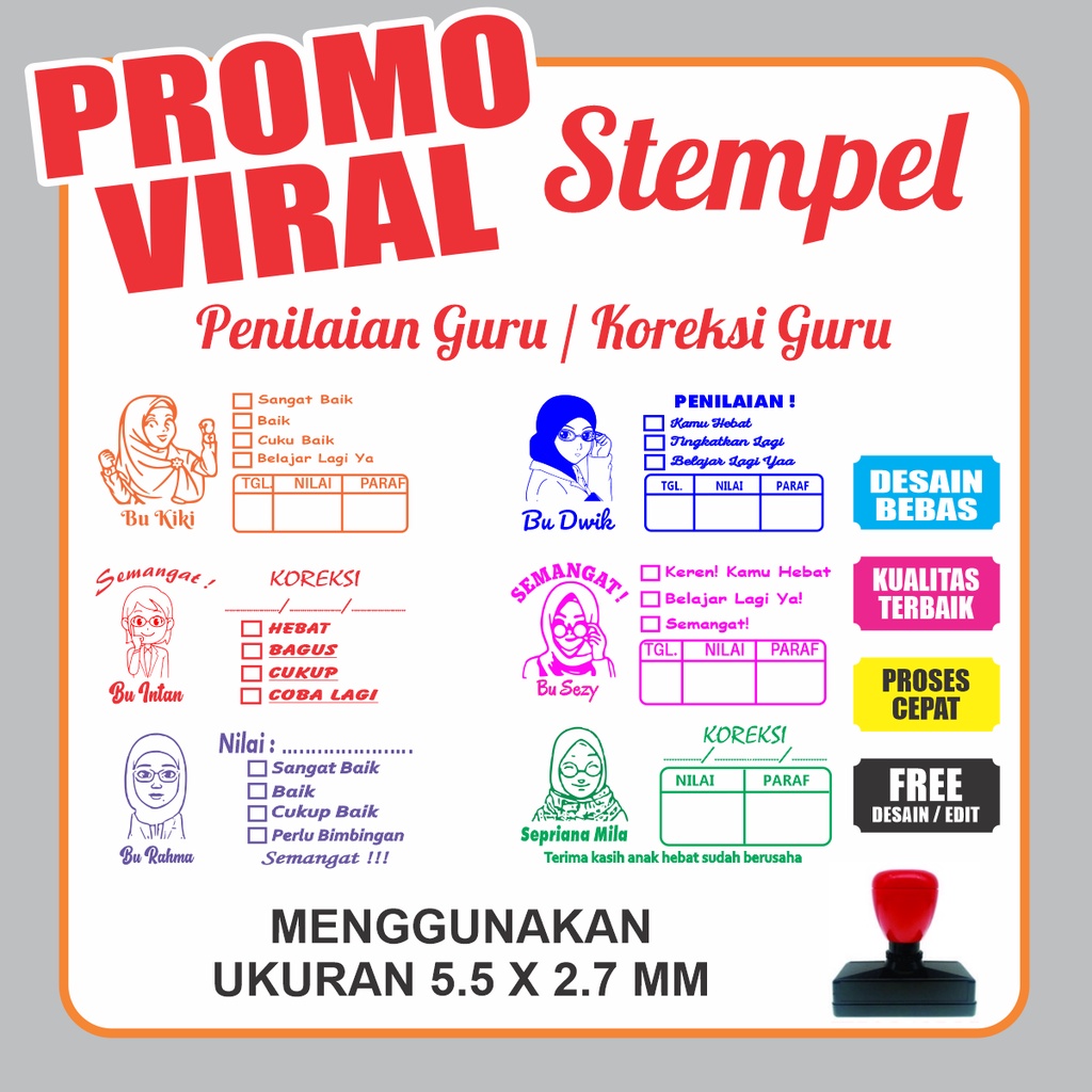 

Stempel Nilai Guru VIRAL / Penilaian / Koreksi / Checked / Reward by Hamdalah printing